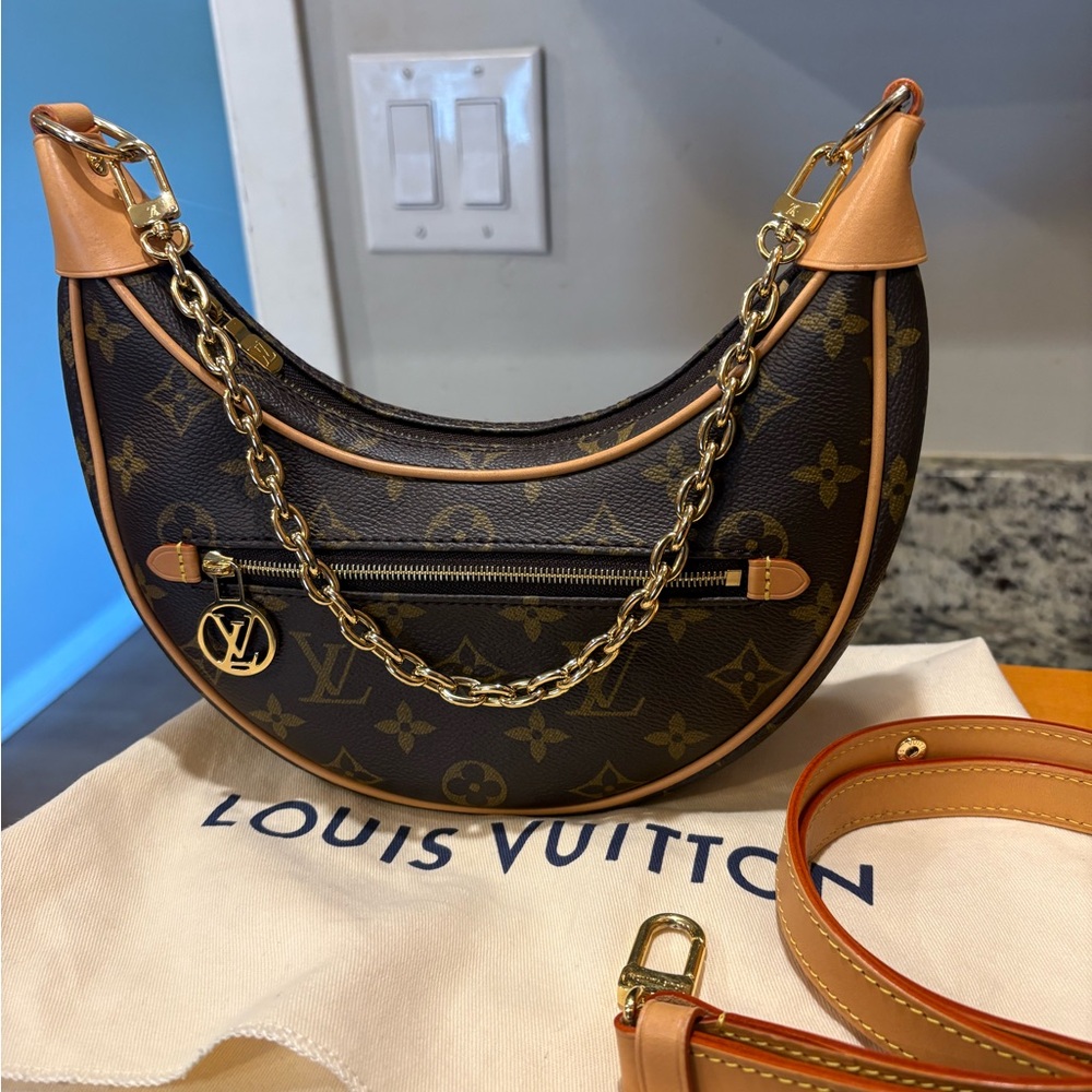 Louis Vuitton Black and Tan Shoulder Bag